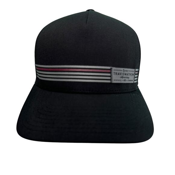 TravisMathew Magico Hat Black Gray Stripe Golf Flexfit Snapback Structured - Picture 2 of 9